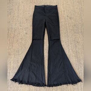 Show Me Your Mumu Berkeley Bells Long Wide Leg Jeans Flare High Rise Fray Sz XL